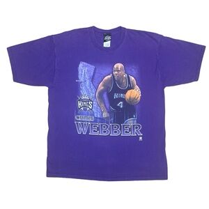 Vintage NBA Chris Webber Sacramento Kings Basketball Fans Gear Tee Shirt